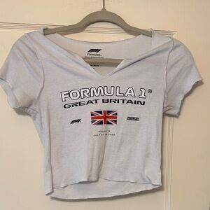 PacSun White Formula 1 Great Britain Crop Tee
